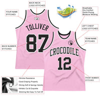 Custom Basketball Jersey - Light Pink Black-White Authentic Throwback