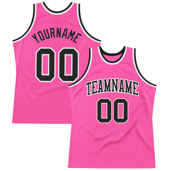 Custom Basketball Jersey - Pink Black-White Authentic Throwback