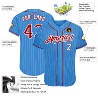 Custom Baseball Jersey - Powder Blue White Pinstripe Red-White Authentic