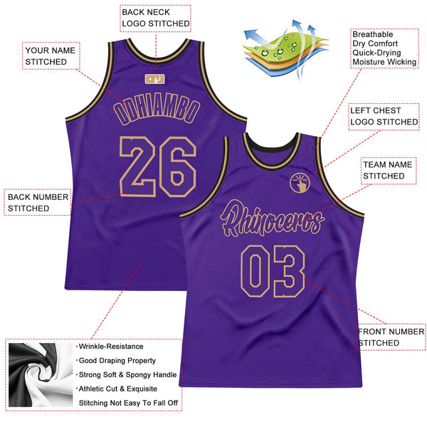 Custom Basketball Jersey - Purple Purple-Old Gold Authentic Throwback