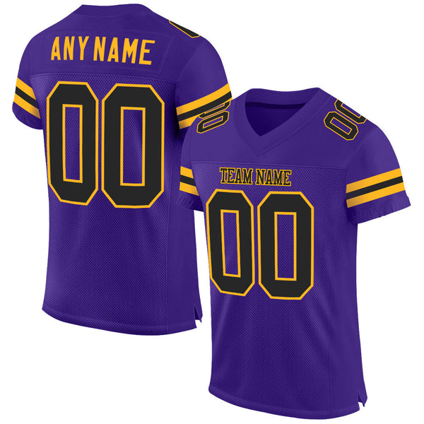 Custom Football Jersey - Purple Black-Gold Mesh Authentic