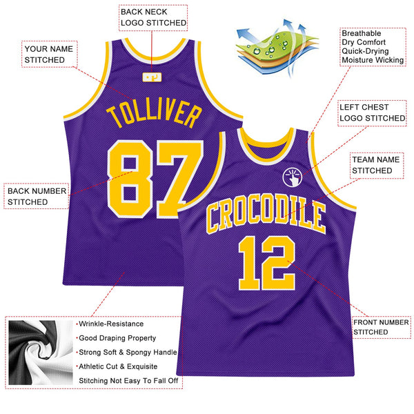 Custom Basketball Jersey - Purple Gold-White Authentic Throwback