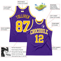 Custom Basketball Jersey - Purple Gold-White Authentic Throwback