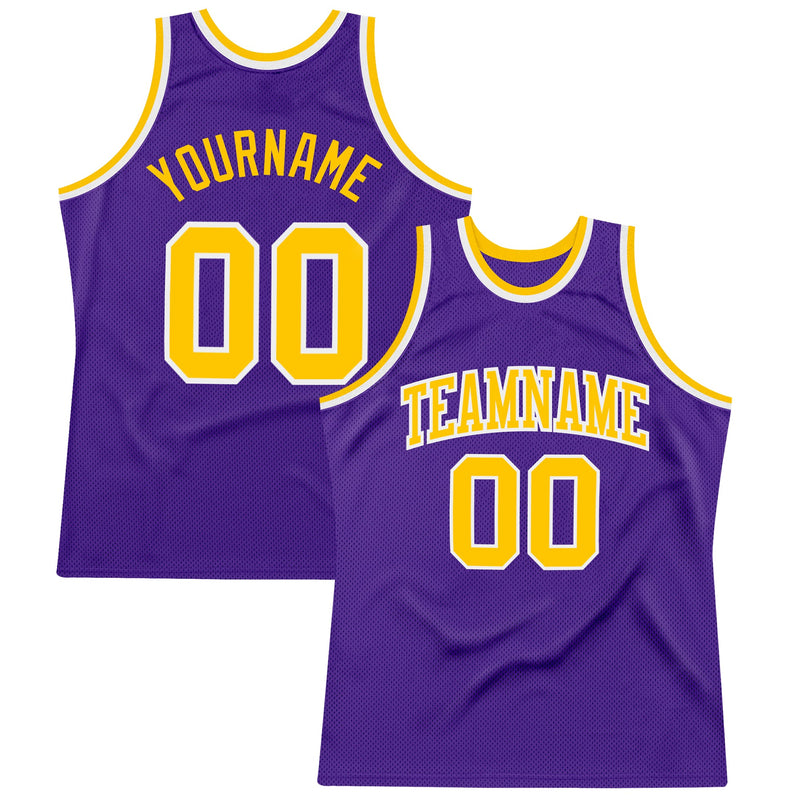 Custom Basketball Jersey - Purple Gold-White Authentic Throwback