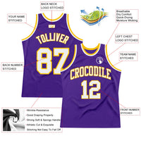 Custom Basketball Jersey - Purple White-Gold Authentic Throwback