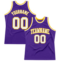 Custom Basketball Jersey - Purple White-Gold Authentic Throwback