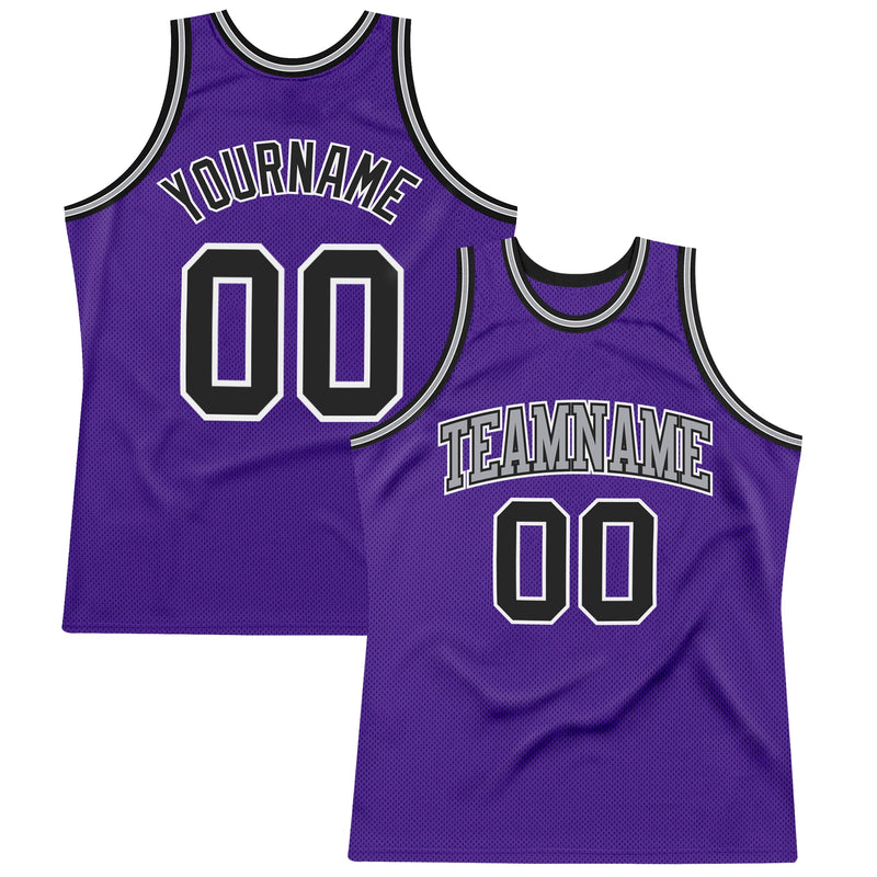 Custom Basketball Jersey - Purple Black-White Authentic Throwback