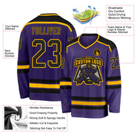 Custom Hockey Jersey - Purple Black-Gold