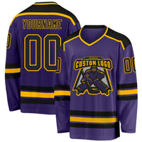 Custom Hockey Jersey - Purple Black-Gold