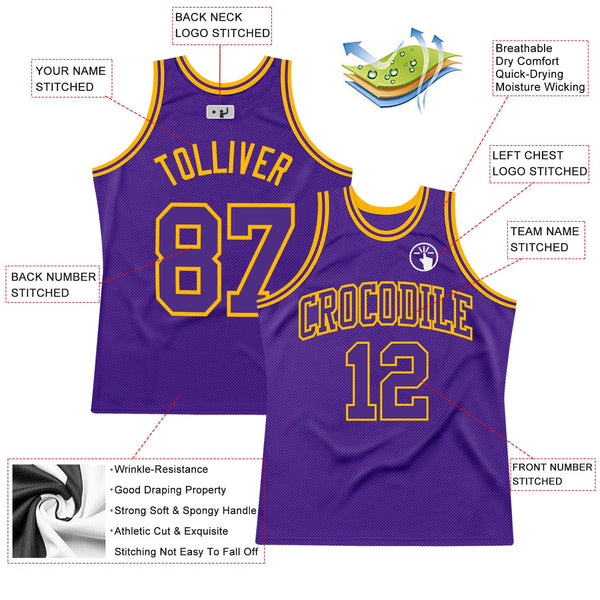 Custom Basketball Jersey - Purple Purple-Gold Authentic Throwback
