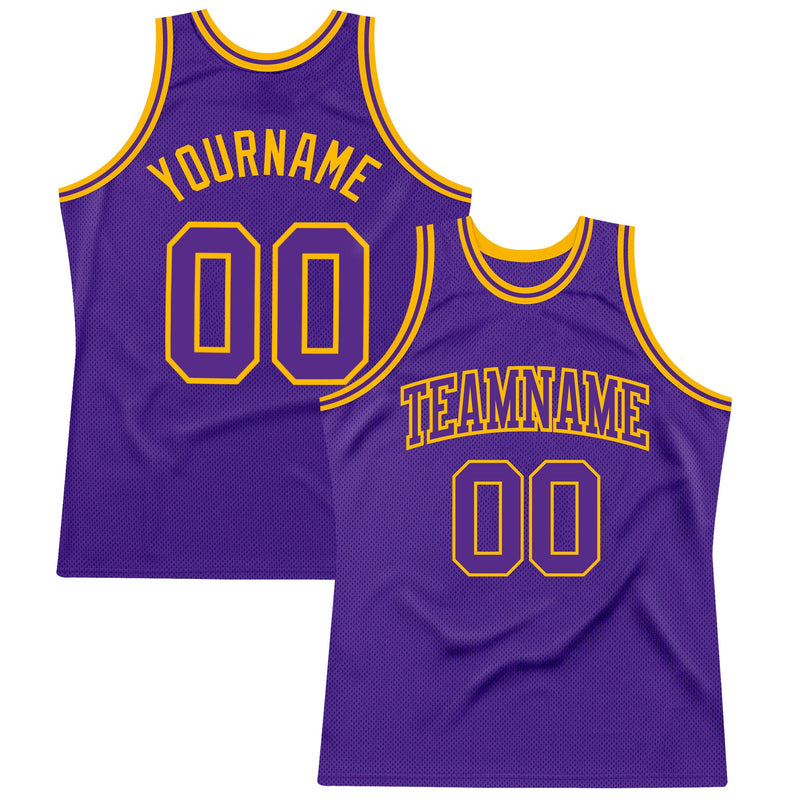 Custom Basketball Jersey - Purple Purple-Gold Authentic Throwback