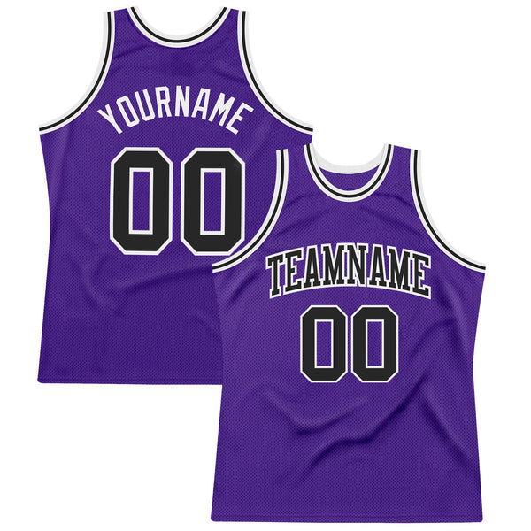 Custom Basketball Jersey - Purple Black-White Authentic Throwback