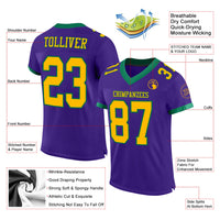 Custom Football Jersey - Purple Gold-Kelly Green Mesh Authentic