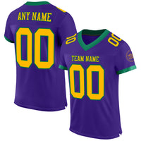 Custom Football Jersey - Purple Gold-Kelly Green Mesh Authentic