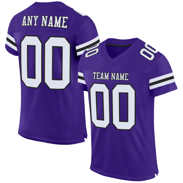 Custom Football Jersey - Purple White-Black Mesh Authentic