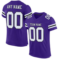 Custom Football Jersey - Purple White-Black Mesh Authentic