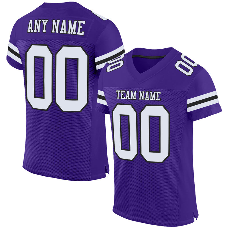 Custom Football Jersey - Purple White-Black Mesh Authentic