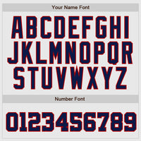 Custom Baseball Jersey - White Navy Pinstripe Navy-Red Authentic Raglan Sleeves