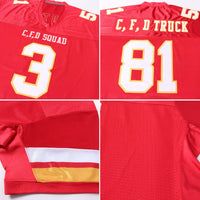 Custom Football Jersey - Red White-Gold Mesh Authentic