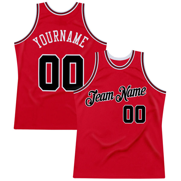 Custom Basketball Jersey - Red Black-Red Authentic Throwback