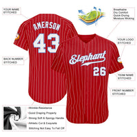 Custom Baseball Jersey - Red White Pinstripe White-Light Blue Authentic