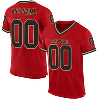 Custom Football Jersey - Red Black-Old Gold Mesh Authentic Throwback