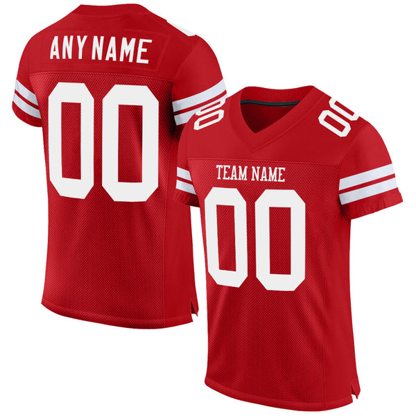 Custom Football Jersey - Red White Mesh Authentic