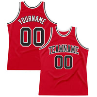 Custom Basketball Jersey - Red Black-White Authentic Throwback
