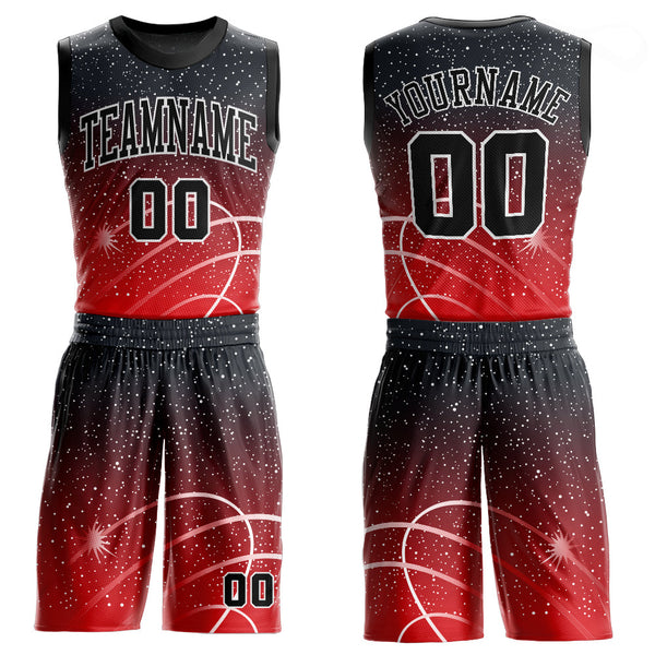 Custom Basketball Jersey - Red Black-White Round Neck Sublimation Uniform