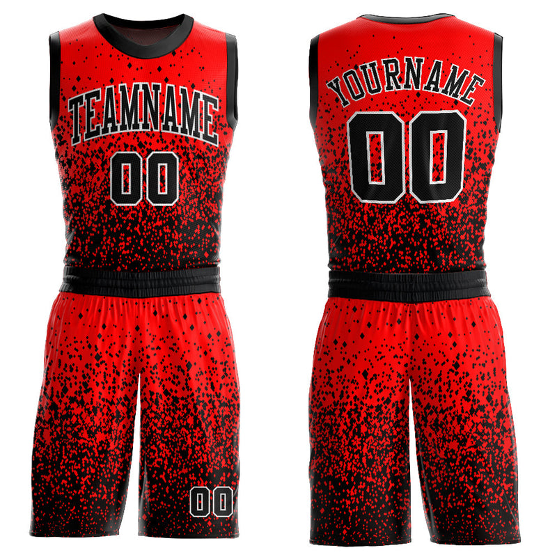 Custom Basketball Jersey - Red Black-White Round Neck Sublimation Uniform