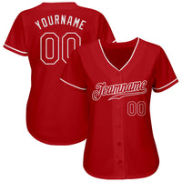 Custom Baseball Jersey - Red Red-White Authentic
