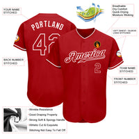 Custom Baseball Jersey - Red Red-White Authentic