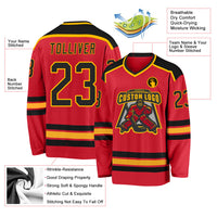 Custom Hockey Jersey - Red Black-Gold