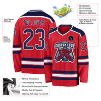 Custom Hockey Jersey - Red Navy-White