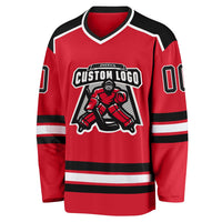 Custom Hockey Jersey - Red Black-White