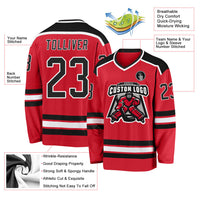 Custom Hockey Jersey - Red Black-White