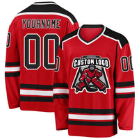 Custom Hockey Jersey - Red Black-White