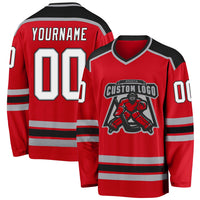 Custom Hockey Jersey - Red White-Black