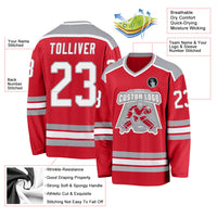 Custom Hockey Jersey - Red White-Gray