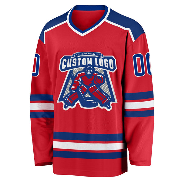 Custom Hockey Jersey - Red Royal-White