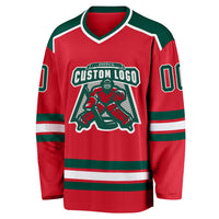 Custom Hockey Jersey - Red Green-White