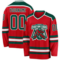 Custom Hockey Jersey - Red Green-White