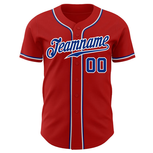 Custom Baseball Jersey - Red Royal-White Authentic