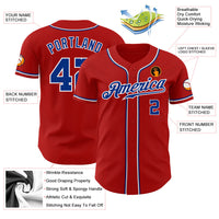 Custom Baseball Jersey - Red Royal-White Authentic