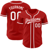 Custom Baseball Jersey - Red White Authentic