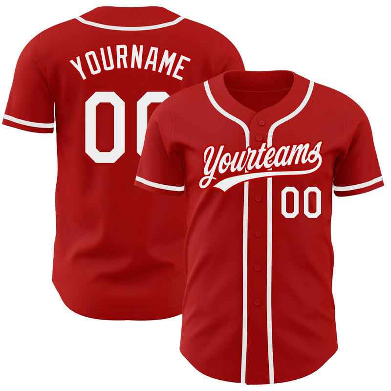 Custom Baseball Jersey - Red White Authentic