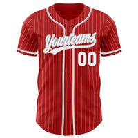 Custom Baseball Jersey - Red White Pinstripe Gray Authentic