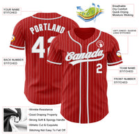 Custom Baseball Jersey - Red White Pinstripe Gray Authentic
