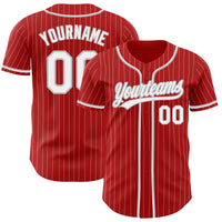 Custom Baseball Jersey - Red White Pinstripe Gray Authentic