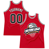 Custom Basketball Jersey - Red Black-White Authentic Throwback